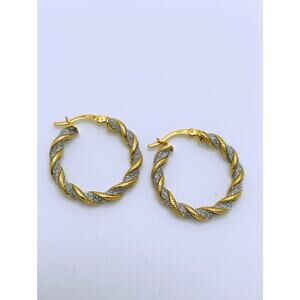 Gold over Sterling Twisted Stardust Hoop Earrings Pierced